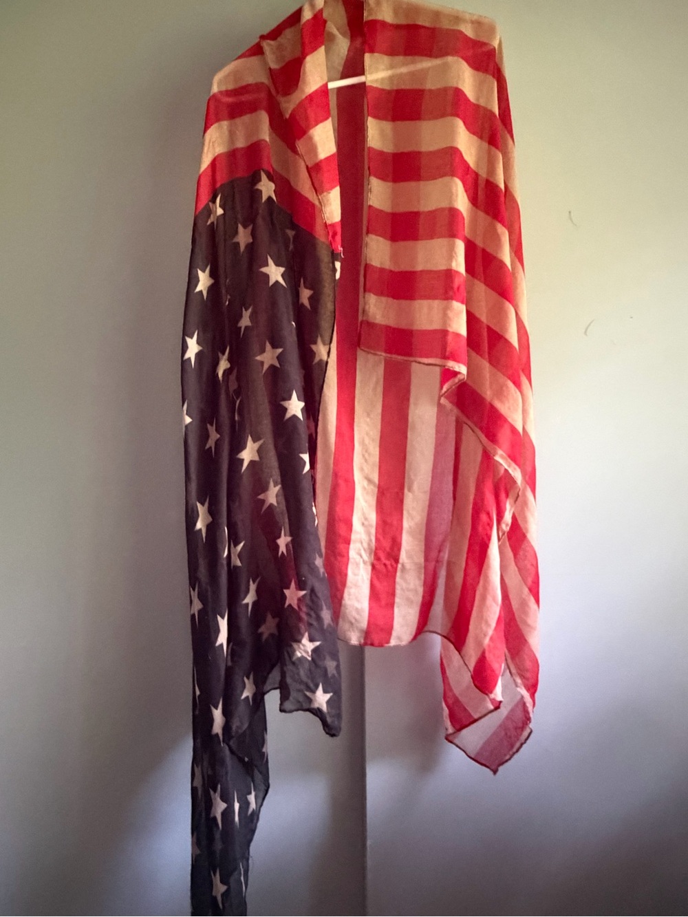 OrSlow Flag Print Sheer Scarf in Red, White & Blue